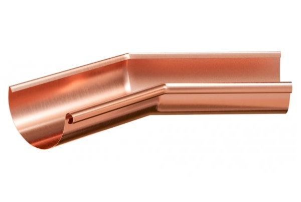 Водосток Aquasistem, система 125x90 - Угол желоба внутренний медный 135° купить в Пыть-Яхе