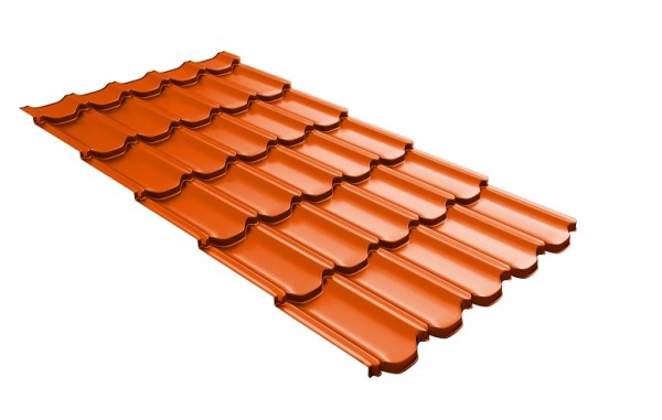 Металлочерепица квинта плюс с 3D резом 0,45 PE RAL 2004 оранжевый купить в Пыть-Яхе