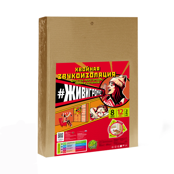 Хвойная звукоизоляция под гипсокартон #ЖИВИГРОМЧЕ! 800х600х12 мм (3,84м2) купить в Пыть-Яхе