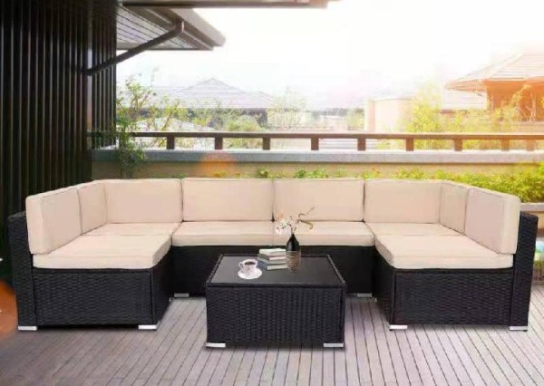 Диван-Трансформер AFINA модульный плетеный из иск. ротанга YR822_Black/Beige купить в Пыть-Яхе