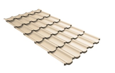 Металлочерепица квинта плюс с 3D резом 0,5 Satin RAL 1015 светлая слоновая кость